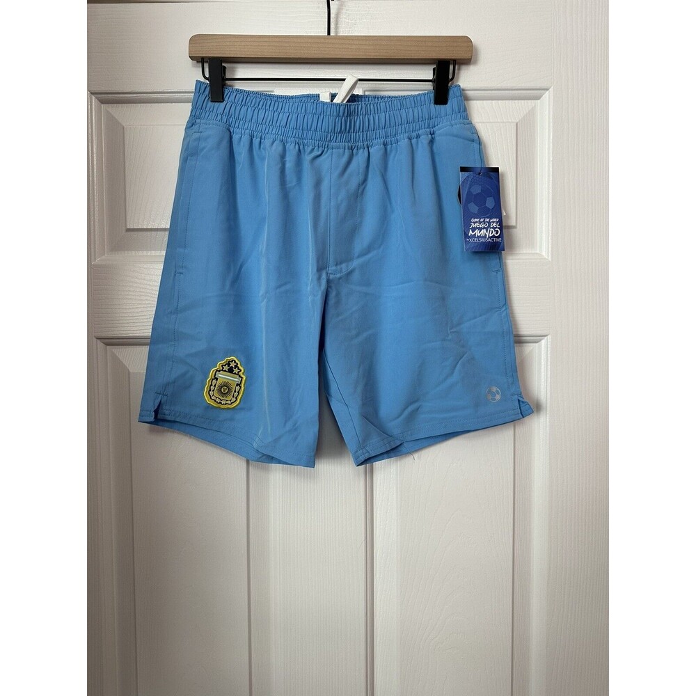XCELSIUS Active Argentina Soccer Training Shorts Blue Mens Size Small NEW